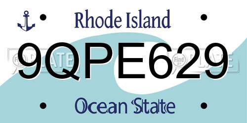 9QPE629 Rhode Island License Plate
