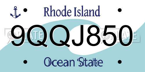 9QQJ850 Rhode Island License Plate