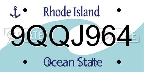 9QQJ964 Rhode Island License Plate