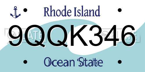 9QQK346 Rhode Island License Plate