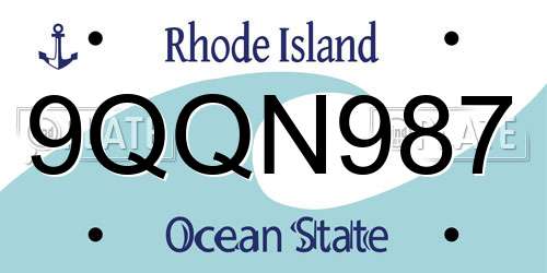 9QQN987 Rhode Island License Plate