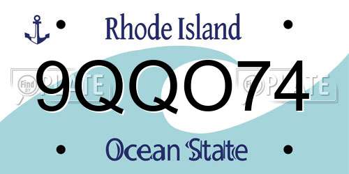 9QQO74 Rhode Island License Plate