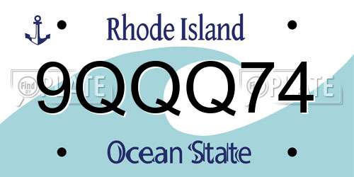 9QQQ74 Rhode Island License Plate