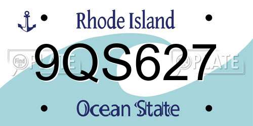 9QS627 Rhode Island License Plate