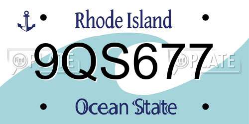 9QS677 Rhode Island License Plate