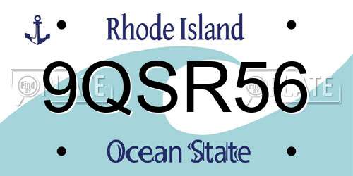 9QSR56 Rhode Island License Plate