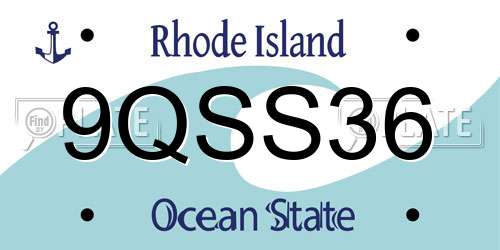 9QSS36 Rhode Island License Plate
