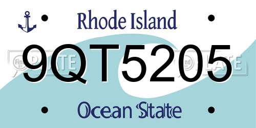 9QT5205 Rhode Island License Plate