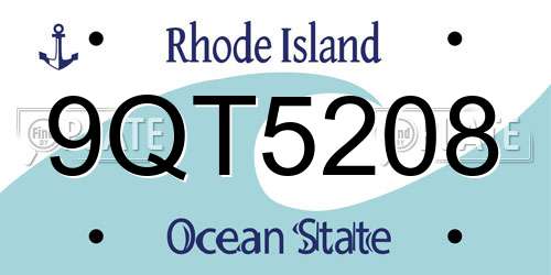 9QT5208 Rhode Island License Plate