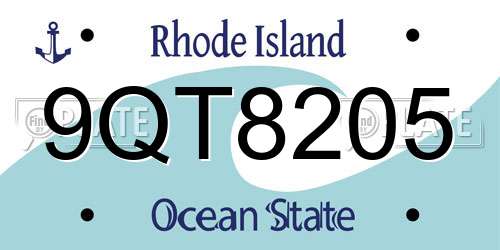 9QT8205 Rhode Island License Plate