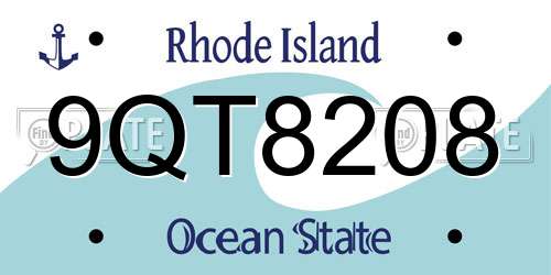 9QT8208 Rhode Island License Plate