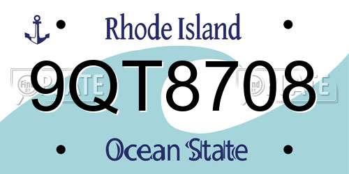 9QT8708 Rhode Island License Plate