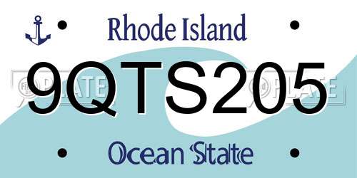 9QTS205 Rhode Island License Plate