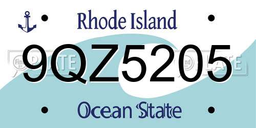 9QZ5205 Rhode Island License Plate