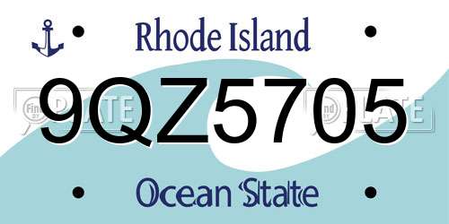 9QZ5705 Rhode Island License Plate