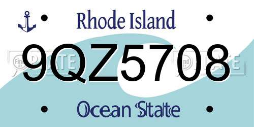 9QZ5708 Rhode Island License Plate