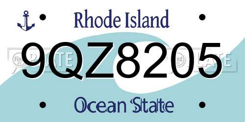 9QZ8205 Rhode Island License Plate