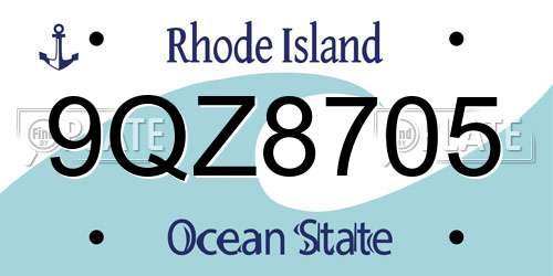 9QZ8705 Rhode Island License Plate