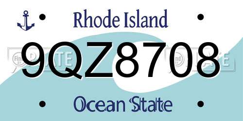 9QZ8708 Rhode Island License Plate
