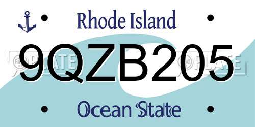 9QZB205 Rhode Island License Plate