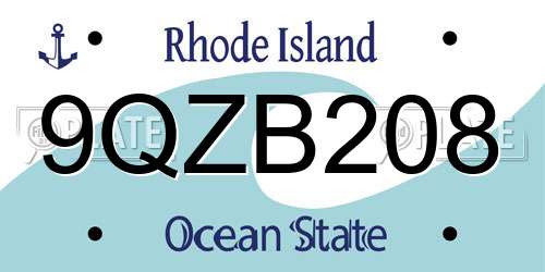 9QZB208 Rhode Island License Plate
