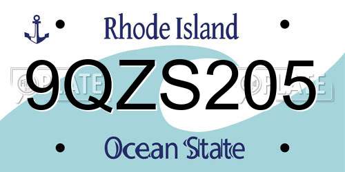 9QZS205 Rhode Island License Plate