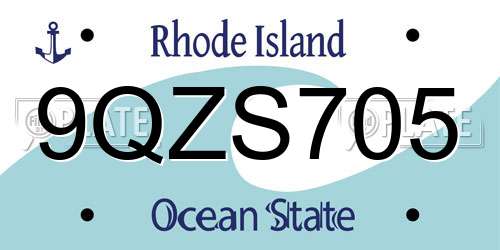 9QZS705 Rhode Island License Plate