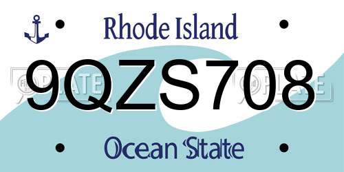 9QZS708 Rhode Island License Plate