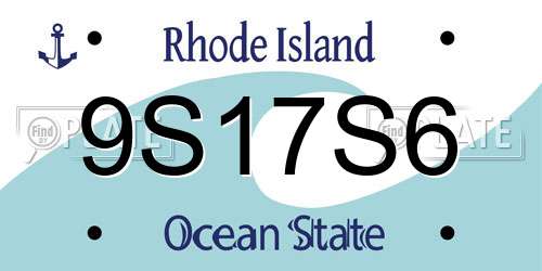 9S17S6 Rhode Island License Plate