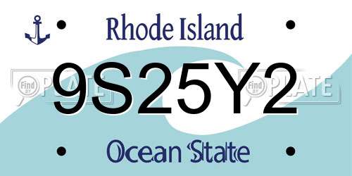 9S25Y2 Rhode Island License Plate