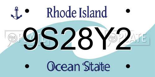 9S28Y2 Rhode Island License Plate