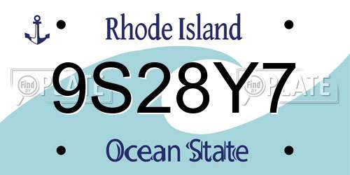 9S28Y7 Rhode Island License Plate