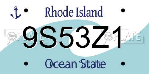 9S53Z1 Rhode Island License Plate