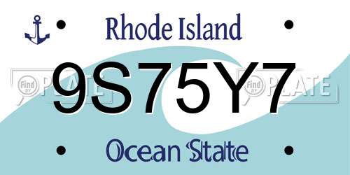 9S75Y7 Rhode Island License Plate