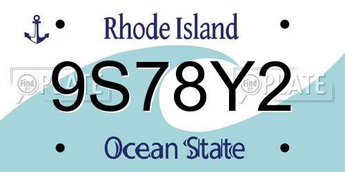 9S78Y2 Rhode Island License Plate