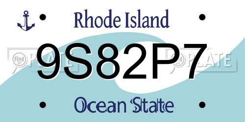 9S82P7 Rhode Island License Plate