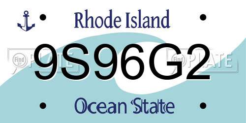 9S96G2 Rhode Island License Plate