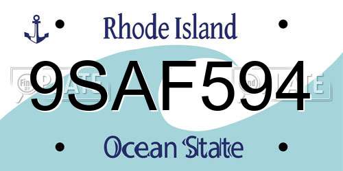 9SAF594 Rhode Island License Plate