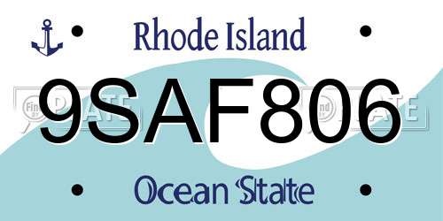9SAF806 Rhode Island License Plate