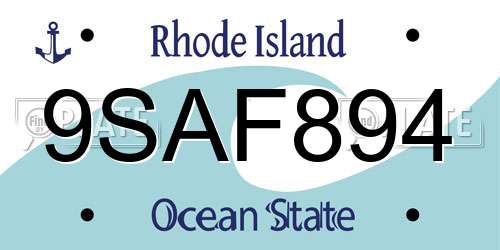 9SAF894 Rhode Island License Plate