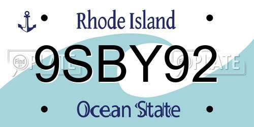 9SBY92 Rhode Island License Plate