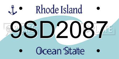 9SD2087 Rhode Island License Plate