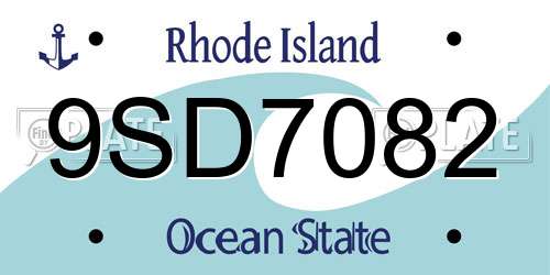 9SD7082 Rhode Island License Plate