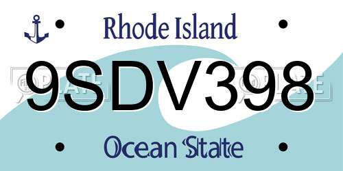 9SDV398 Rhode Island License Plate