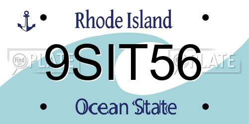 9SIT56 Rhode Island License Plate