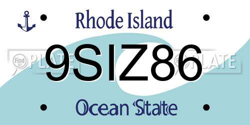 9SIZ86 Rhode Island License Plate