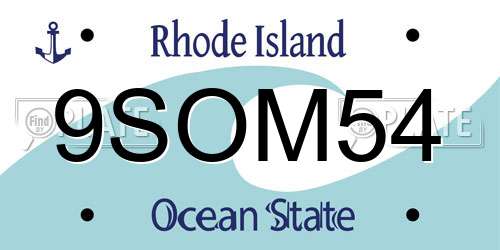 9SOM54 Rhode Island License Plate