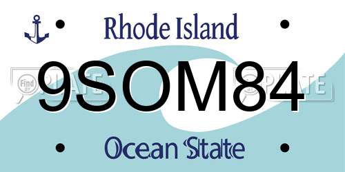9SOM84 Rhode Island License Plate