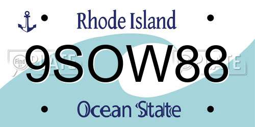 9SOW88 Rhode Island License Plate