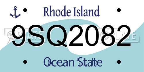 9SQ2082 Rhode Island License Plate